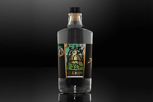 Bottle label with luxurious surface finishing